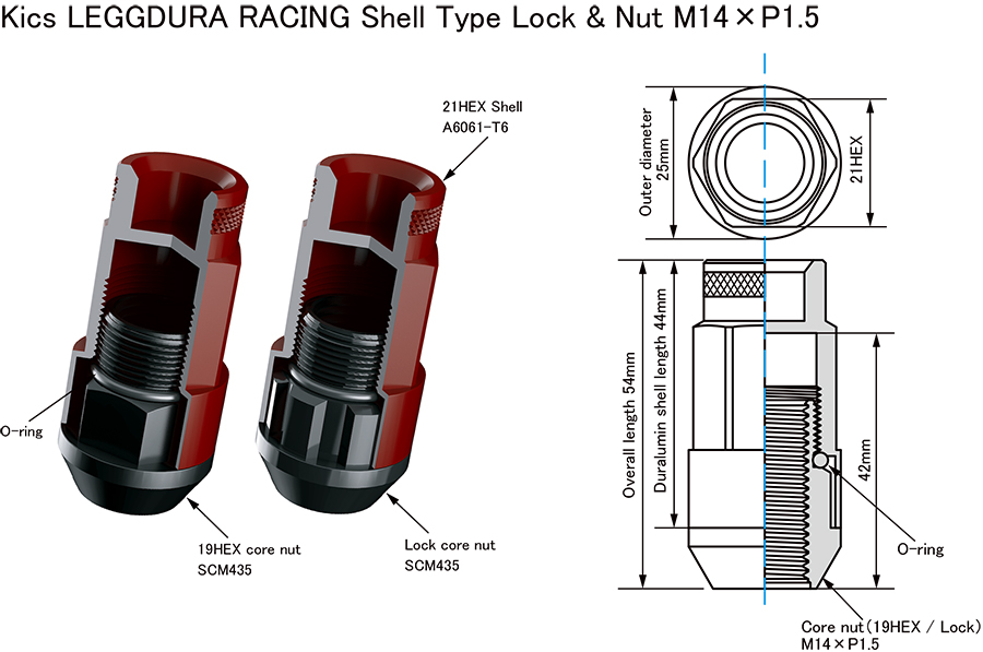 Kics LEGGDURA RACING Shell Type M14 RL54